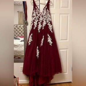 Custom Design Red Tulle Dress with Train NWOT Size 14-16